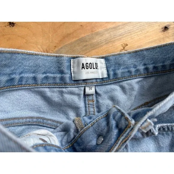 AGOLDE Parker Vintage Cut Off Denim Jean Shorts Size 24 Light Wash - Picture 3 of 4